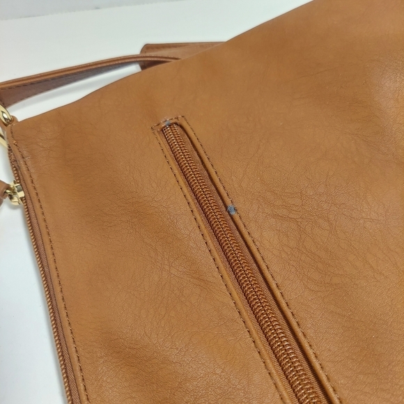 NWT VIETA Fringed Rhinestone Crossbody Purse Brown Faux Leather Back Pocket - Picture 9 of 15